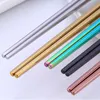 Glanzend Gouden Eetstokjes Rvs 7 Kleuren Restaurant Hotel Antiskid Chopsticks Duurzaam Keuken Servies Kleurrijk BH5024 TYJ