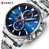 CURREN Herrenuhren mit Datum Chronograph Top Marke Big Sport Quarzuhr Männer Blau Voller Stahl Männliche Uhr Relogio Masculino 210517