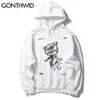 Gonthwid hajuku leksak björn utskrift hooded sweatshirts streetwear hip hop casual pullover hoodies mens mode outwear toppar 210819