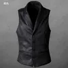 Automne hiver Casual Slim Gilet Slim pour hommes Faux Cuir Mode Vest Veste Version classique Vintage européen Homme Vestes d'hommes