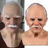 Maschere per feste nonno039s Lattice Scary Full Head Cosplay per Halloween Wig Old Man Mask Horror Bald Funny6819386