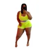 Solidny kolor Kobiety Dwa Piece Spodnie Swimsuit Stroje Letnie Projektant Moda Casual Sexy U Neck List Drukowane Kamizelki Spodenki Dwuczęściowe Zestawy XL-5XL 8506