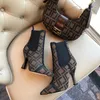 Autumn and winter new style designer short boots special-shaped mid-high heel shoes classic luxury letter womens fashion Martin leather cloth pattern 35-41