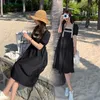 8062 Summer Korean Fashion Maternity Long Party Dress Elegant A Line Loose Clothes For Pregnant Women Plus Size 4XL Graviditet DRE1825037