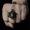 Pierścienie klastra oryginalne retro ręcznie robione zombie srebrne pierścionek osobowość Para czaszka męska biżuteria akcesoria