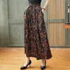 été Soie large-jambe femmes pantalons lâche grande taille soie casual hakama drapé mûrier floral 210531