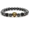 2022 nouveau noir pierre hématite lave roche Bracelets perles crâne Lion hibou crâne bracelets pour femmes hommes cadeau