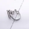 925 Silver Rope Chain Ring med hoop för kvinnor Franska Populära Clasp Ring Sterling Silver Smycken