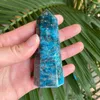 6-7cm Rare Natural Blue Apatite Crystal Point Wand Tower Gift Reiki Healing Home Decora