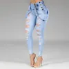 Jeans da donna a vita alta Pantaloni skinny in denim lavato da donna Streetwear Pantaloni lunghi da donna sexy Jean Pant con cinture Blu 210322