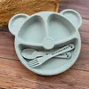 Cartoon Baby Kids Tableware Set Wheat Straw Dinnerware Feeding Food Plate Dishes Bowl Set With Spoon Fork ECO-friendly Tableware SEA HHC6832