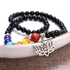 Bracciale con ciondoli in onice nero con fili di perline Pietra naturale Chakra elasticizzato Guarigione per donna Protezione spirituale Regalo per gioielli Kent22