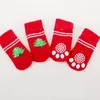 Pet Dog Apparel Cat Teddy Poodle Small Dogs Warm Sock Winter Puppy Creative Soft Cotton Non-slip Antifreeze Knitted Socks 4 Pieces/Set XG0062