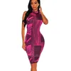 Fanieces O-Neck BodyCon Midi Stripe Stampa Guaina Dress Dress Donne Summer Sexy Club Sexy Femmina Abiti da festa elegante Abiti Abiti Abiti Femme 210520