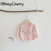 Herbst Baby Mädchen Pullover Langarm Süße Einfarbig Handgemachte Wolle Gestrickte Gestickte Kurzmantel 210702