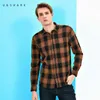 Ushark 100% algodão flanela camisa roupas roupas coreanas manga comprida casual camisa xadrez para homens camisa xadrez colarinho moda 210603