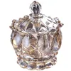 Luxury Crystal Glass Sugar Bowl Storage Jar Smycken Candy Snack Jar Hushållsapparater och smycken med lock 210623