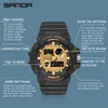 Sanda Brand Мужские спортивные часы Двойной дисплей аналоговые цифровые светодиодные электронные кварцевые наручные часы водонепроницаемый плавательный военный часы G1022