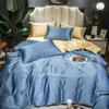 Silky touch Bedding Set Luxury Embroidery Queen King Size Bed Soft Quilt cover Duvet Cover Pillowcases Smooth Bedclothes 210615