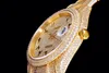 Mens Watches 고급 다이아몬드 골든 시계 자동 이동 41mm 캘린더 날짜 손목 시계 기계식 손목 시계 방수 Busin9030928