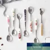 Łyżki 2 sztuk / partia Creative Ceramic Stainless Steel Długi Łyżka Kawa Stołowa Akcesoria Desery Lody Zupa Scoops Gift1 Cena Factory Expert Design