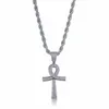 Pendant Necklaces Egyptian Ankh Key Cross Pendants For Men Women Gold Silver Color CZ Crystal Paved Bling Out Hip Hop Rapper Jewel328H