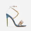 Sandalet 2021 Kadın Pompalar Zarif kare ayak parmağı pvc şeffaf yüksek topuklu altın zincir düğün ayakkabıları topuklu fetiş parti