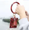 Women Jewelry Keychain Coin Purse PU Leather Key Ring Holder Bag Tassel Leopard Bracelet Wallet Girls Accessories BT5738