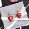 Orecchini a bottone Gioielli Trendy Luxury 1: 1 Cuore rosso per le donne Oro Ear Aessories Vintage Star Earring Lady Decoration 210323 Drop Delivery 202