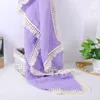 Baby Tassel Swaddling Blankets Newborn Muslin Windscreen Shawl Solid Candy Lace Double Cotton Gauze Cover Kids Fringe Bath Towel Nursery Bedding 19 Colors B7806