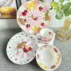 Ceramic Table Suit Suit Cartoon Animals Style Plate Cups and Saucers Rice Bowl for Children använder matställen Circus Tableware316e