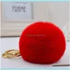 JewelryFemme Pom Keychain Pompon Fluffy Porte Clef Pompom de FourRure Mulheres Rabbit Rabbit Fur Ball Chain Rings Llavero Bolsa Drop Delivery 20