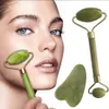 Tamax 100 Grade A vert Jade Roller visage cou minceur masseur guasha gua sha kits soudure métal bruit en alliage de zinc cadre8890487