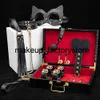 Kits de massage BDSM en cuir véritable, ensemble de bondage, menottes fétichistes, collier Gag, fouet, cadeau érotique pour adultes, 18 jouets sexuels pour femmes et couples Gam2973291