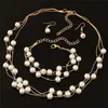 Boucles d'oreilles collier mode multicouche perle bracelet ensemble de bijoux mariage mariée