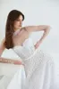 Elihav Sasson A Line Abiti da sposa Abiti da sposa Collo alto Manica lunga Perline Appliqued Boho Country Robes De Mari￩e