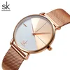 Shengke sk féminins bracelet watch set cuir poignet watch vintage Lady montre une horloge irrégulière mujer bayan kol saati montre féminino274w