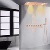 Termostatisk Rose Gold Shower Mixer Set 70x38 cm LED Top-End Luxury Badrum Multifunktion Duschsystem