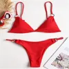 Kız için Mayo 2021 Yaz Mor Mimoza Yüzme Takım Elbise Kadın Gençler Bikinis Iki Parçalı Seksi Tanga Mayo Sörf Kırmızı Bikini 210318