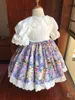 Baby Girl Summer Purple Floral Rabbit Turco Spagnolo Vittage Lolita Ball Gown Princess Dress for Birthday Eid Holiday G1129