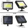 100/128LED luz Solar al aire libre Sensor de movimiento recarga Solar pared luz impermeable emergencia Led luz calle jardín porche lámpara