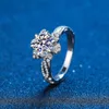 Damen-Verlobungsringe mit VVS1-Moissanit, brillanter runder Diamantring, Platinbeschichtung aus Sterlingsilber, Eheringe