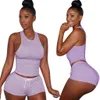 Vrouwen Tweedelige Broek Set Designer Trainingspak Mouwloos Bodycon Vest Shorts Zomer Kleding Casual Jogger Pak Plus Size Outfits 11 Kleuren