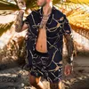 Men's Tracksuits Set Mens Print Short Sleeve Summer Casual Floral Shirt Beach Two Piece Suit 2021 Fashion Men Sets M-3XL Outfit