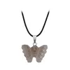 Crystal Stone Butterfly Pendant Necklace Hand Carved Natural Gemstone Necklaces Ladies Party Fashion Accessories Whit Chains