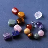 Square Round 7 Chakra Yoga Polerad Energi Naturlig Sten Set Tiger Eye Agate Amethyst Crystals Healing Grus Rough Stones Arts Crafts