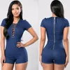 Women's Jumpsuits & Rompers Womens Deep V Bandage Denim Jeans Shorts Ladies Sexy Dungaree Jumpsuit Playsuit