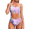 Women One Shoulder High Waisted Bikini Set Sexy Two Piece Swimsuits