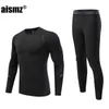 Aismz Winter Thermal Underwear Sets Men & Baby Children Rashguard Men's Compression Quick Drying Thermo Lingerie Long Johns 211110