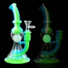 8.4'' hookah bongs tobacco water pipes silicone beaker dab rigs joint small ball in middle Glow